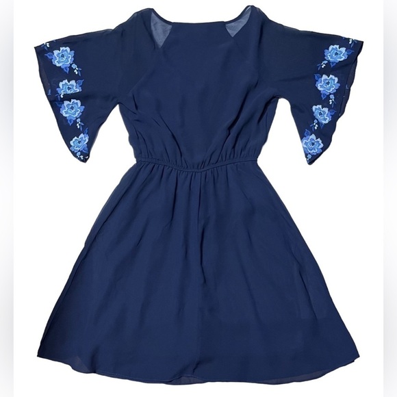 Sequin Hearts Blue Floral Boho Dress with Tassels in Women’s Size Extra Small - Picture 3 of 15